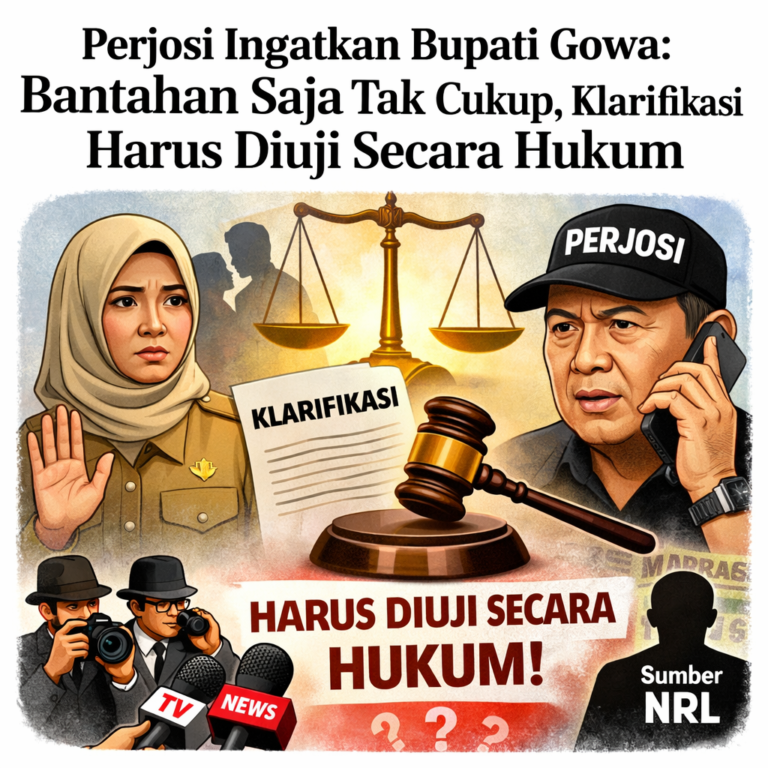 Perjosi Ingatkan Bupati Gowa: Bantahan Saja Tak Cukup, Klarifikasi Harus Diuji Secara Hukum